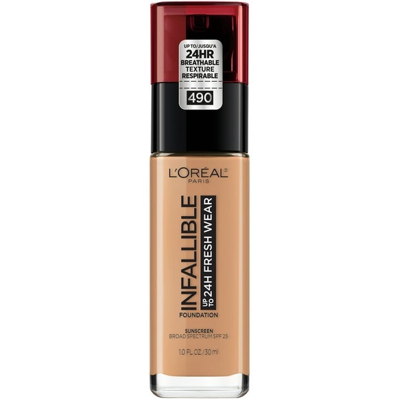 NEW L'Oreal Paris Infallible 24HR Fresh Wear Foundation #490 Golden Amber Makeup